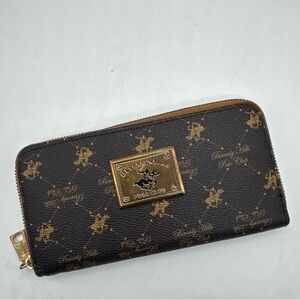 Beverly Hills Polo Club Brown and Gold Zip Wallet